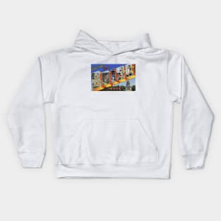 Greetings from Boise, Idaho - Vintage Large Letter Postcard Kids Hoodie